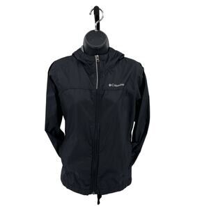 Columbia Glennaker Rain Jacket Kids' M (10/12) Black Hooded Long Sleeve Full Zip